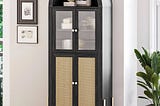 belleze-arched-storage-cabinet-with-doors-65-5-inches-bookcase-freestanding-kitchen-pantry-cupboard--1