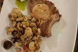 Pork chops with mushrooms and chestnuts