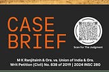 There are the following texts — Case Brief of M K Ranjitsinh & Ors. vs. Union of India & Ors. [Writ Petition (Civil) №838 of 2019 | 2024 INSC 280] concerning the “Right to a Clean Environment and the Right against the Adverse Effects of Climate Change”, prepared by Adv. Abhishek Kumar of The Sangyan. On the top of the cover is the picture of Great Indian Bustards by ©Radheshyam Bishnoi. Along with that is the QR code with the subtitle “Scan for The Judgment” and the logo of The Sangyan.
