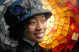 Bessie Coleman in stained glass. Midjourney. AI Art.