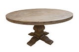 Rustic Smoke Round Dining Table with Barrel-Back Chairs | Image