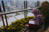 The girl with the book on the Rooftop