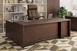 The Mahogany finish larger than life office table can wait