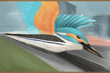 The front end of a bullet train mimics a kingfisher’s beak.