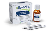 A box of Epidiolex, A bottle of Epidiolex, 2 syringes