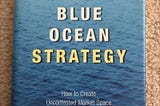 Blue Ocean Strategy book placed on a brown rug