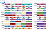 Here’s A Colorful Class Schedule Template using Google Sheets