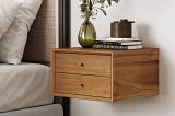 Modern Floating Wall Mounted Nightstand with Elegant Brass Handles | Image