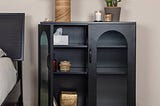 metal-cabinet-with-2-arched-glass-doors-black-1
