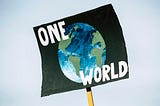 ONE WORLD. Global climate change protest demonstration strike - No Planet B - 09-20-2019
