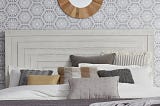 Modern Farmhouse Queen Headboard with Geometric Pattern | Image