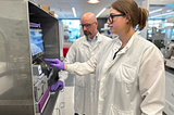 R&D team members Todd Meyer and Sam Parker at Variant Bio’s lab in Seattle.