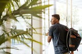 Student exiting building