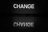 The word change with its mirror image