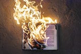 photo of a book burning