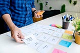 An image where a designer is card sorting