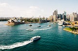 Darling Harbour with a view of the Sydney Opera House and the CBD.