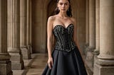 Black-Dress-With-Corset-Top-1