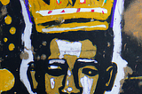 ai text prompt: dalle2: Graffiti art on a concrete wall showing black athletic football player wearing a golden crown, spray paint, oil stick, acrylic, crayon