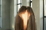 couple covered in sheer fabric