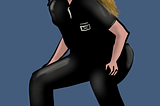 Illustration of female home plate umpire