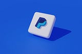 Description: A 3D PayPal Logo. Object: PayPal Logo Action: 45 degree tilt Context: in a blue background