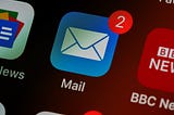 Red notification on email app widget on phone screen