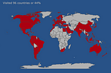 Visited Countries as a Neptyne Spreadsheet