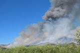 Wildfire out of control in the mountains.