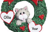 Personalized Grey Tabby Cat Ornament for Christmas | Image