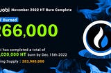 HT Burn Completed | Huobi Reveals 266,000 HT Burned in November !