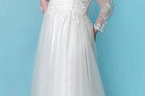 Elegant Sheer Net Wedding Dress with Lace Trims | Image