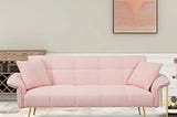 70-modern-pullout-sofa-bed-with-foldable-armrests-two-throw-pillows-pink-1