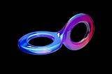 An infinity symbol in which one of the “loops” is rotated 90 degrees.