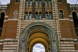 Massive brick gate of a private university