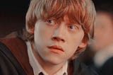 A close up photo of Ron Weasley from Harry Potter