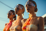 Futuristic hologram and reflective fashion, shot by Leica. Image created by author on MidJourney, using Photorealistic Prompting Formula. Created by henrique centieriro and bee lee