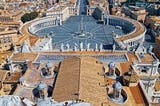 A view from the dome of Saint Peter’s Basilica. You can see my office window below on the left