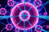 A cell undergoing mitosis, with the nucleus dividing and chromosomes aligning in the center of the cell