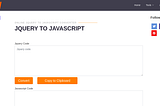 Jquery to javascript converter