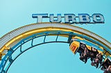 A rollercoaster with turbo text on top.