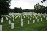 Gravestones in symmetrical lines. Arlington Washington