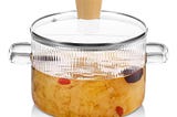 Versatile Ribbed Glass Cooking Pot with Lid | Image