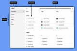 Image depicting the variable management windows of Figma. Outlining the structure of how to arrange different variables via groups and modes