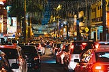Cars in traffic