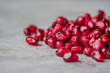 Pomegranate arils with a gorgeous ruby red color.