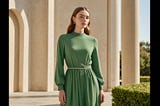 Green-Long-Sleeve-Midi-Dress-1