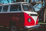 Image of a VW minibus — the agile bandwagon leaving town