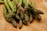 Asparagus on a cutting board