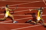 4 x 100 metre baton handoff